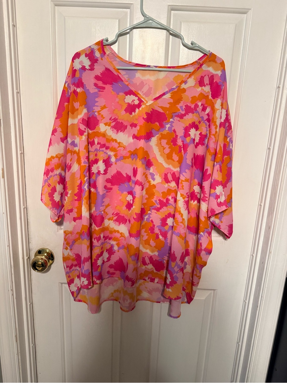 Adrienne Pink & Orange Floral V-Neck Tunic